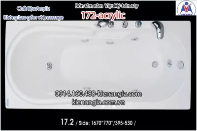 Bồn xây,bồn tắm nằm 1,7m Việt Mỹ Acrylic-172