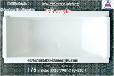Bồn xây,bồn tắm nằm 1,7m Việt Mỹ Acrylic-175
