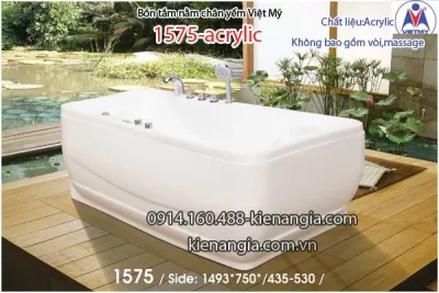 Bồn tắm nằm Acrylic chân yếm dài 1,4m Việt Mỹ VM1575-Acrylic