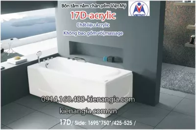 Bồn tắm nằm Acrylic chân yếm dài 1,7m Việt Mỹ VM17D-Acrylic