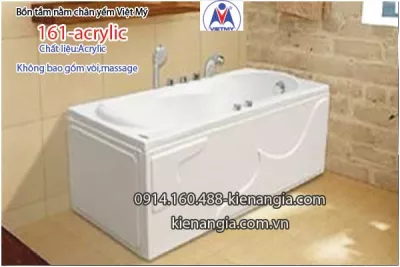 Bồn tắm nằm Acrylic chân yếm dài 1,6m Việt Mỹ VM161-Acrylic