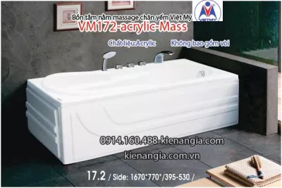 Bồn tắm dài massage acrylic 1,7m Việt Mỹ 172