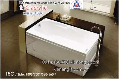 Bồn tắm nằm Acrylic chân yếm V dài 1,5m Việt Mỹ VM15C