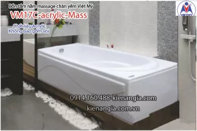 Bồn tắm dài massage acrylic 1,7m Việt Mỹ 17C