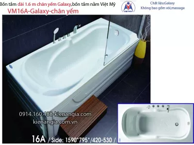 Bồn tắm dài Việt Mỹ galaxy chân yếm 1,6 mét VM16A-Galaxy