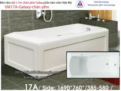 Bồn tắm dài Việt Mỹ galaxy chân yếm 1,7 mét VM17A-Galaxy