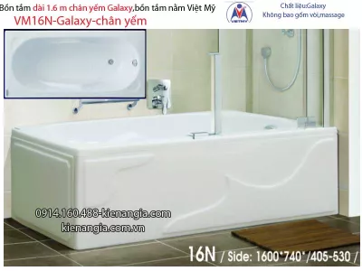 Bồn tắm dài Việt Mỹ galaxy chân yếm 1,6 mét VM16N-Galaxy