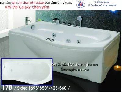 Bồn tắm dài Việt Mỹ galaxy chân yếm 1,7 mét VM17B-Galaxy