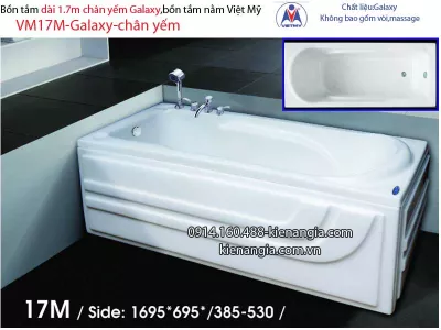 Bồn tắm dài Việt Mỹ galaxy chân yếm 1,7 mét VM17M-Galaxy
