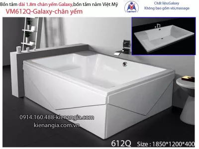 Bồn tắm dài Việt Mỹ galaxy chân yếm 1,6 mét VM612Q-Galax
