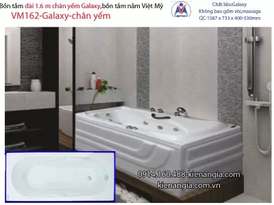 Bồn tắm dài Việt Mỹ galaxy chân yếm 1,7 mét VM162-Galaxyy