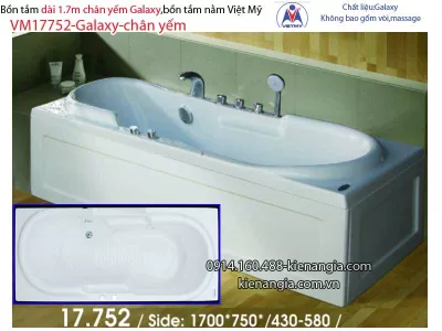 Bồn tắm dài Việt Mỹ galaxy chân yếm 1,7 mét VM17752-Galaxy