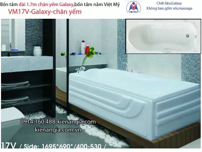 Bồn tắm dài Việt Mỹ galaxy chân yếm 1,7 mét VM17V-Galaxy