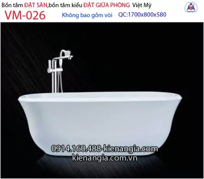 Bồn tắm oval Đặt sàn acrylic Việt Mỹ VM-026
