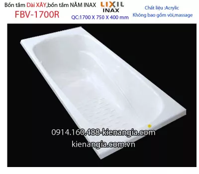 Bồn xây Inax,bồn dài acrylic 1,7m INAX FBV-1700R