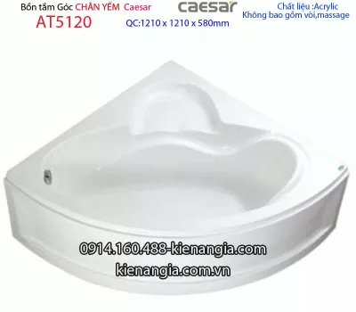 Bồn tắm góc chân yếm 1,2 mét Caesar-AT5120