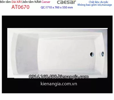 Bồn tắm xây dài 1,7 mét Caesar-AT0670