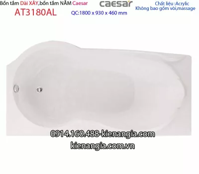 Bồn tắm xây dài 1,8 mét Caesar-AT3180AL