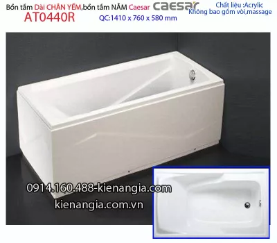 Bồn tắm dài chân yếm 1,4 mét Caesar-AT0440R