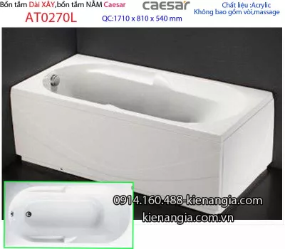 Bồn tắm dài chân yếm 1,7 mét Caesar-AT0270L