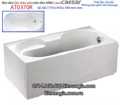 Bồn tắm dài chân yếm 1,7 mét Caesar-AT0370R