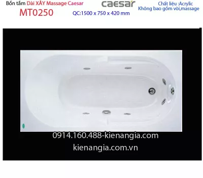 Bồn dài xây Caesar,bồn nằm 1,5 mét massage Caesar-MT0250