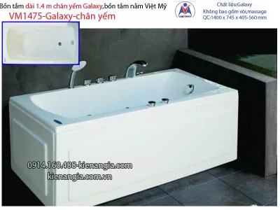 Bồn tắm dài Việt Mỹ galaxy chân yếm 1,4 mét VM1475-Galaxy