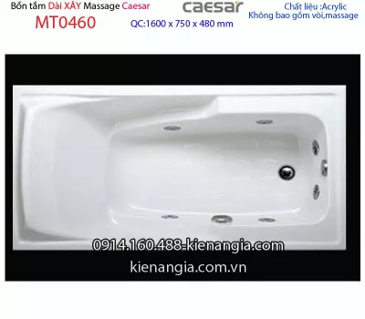 Bồn dài xây Caesar,bồn nằm 1,6 mét massage Caesar-MT0460