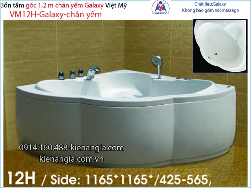Bồn tắm góc galaxy chân yếm 1,2 mét  Việt Mỹ VM12H-Galaxy