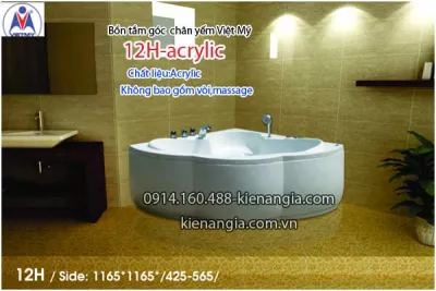 Bồn tắm góc 1,2m chân yếm Việt Mỹ VM12H-Acrylic