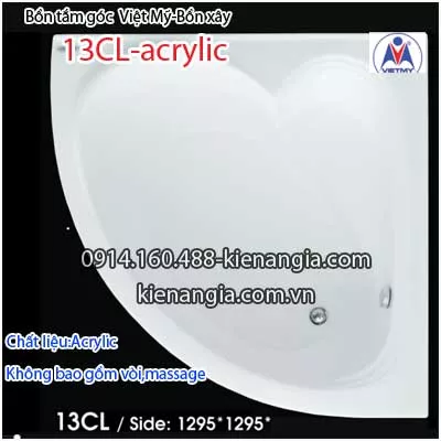 Bồn tắm góc xây acrylic Việt Mỹ 1,3 mét VM13CLAcrylic