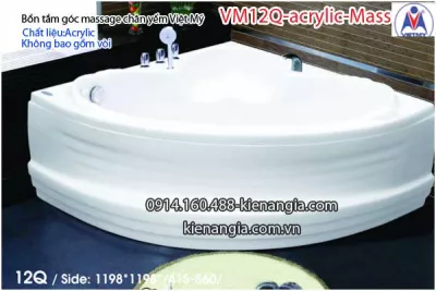 Bồn tắm massage góc 1,2m acrylic Việt Mỹ chân yếm 12Q-Massage