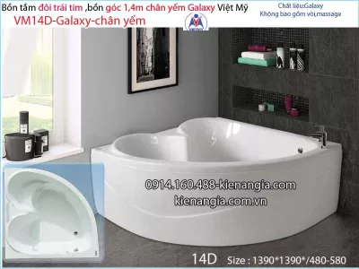 Bồn tắm đôi góc galaxy chân yếm 1,4 mét Việt Mỹ VM14D-Galaxy