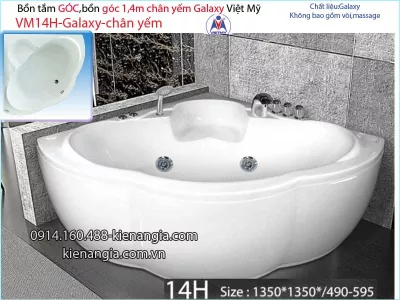 Bồn tắm góc galaxy chân yếm 1,4 mét Việt Mỹ VM14H-Galaxy