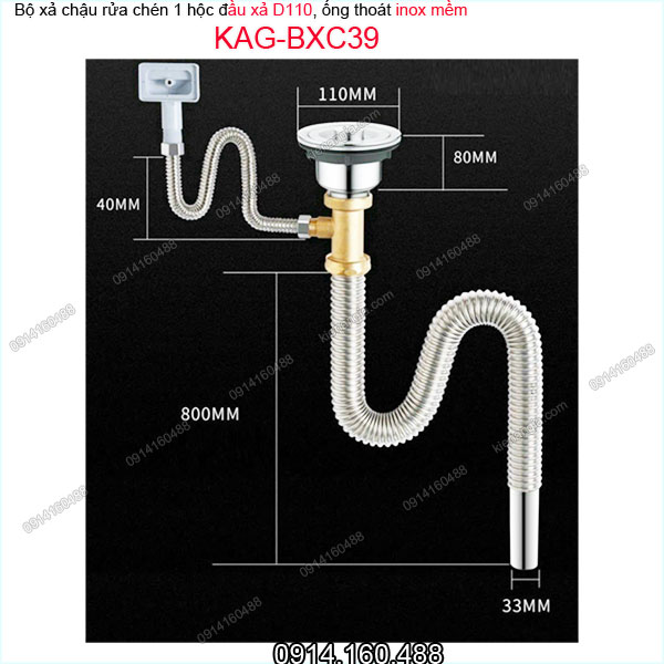 KAG-BXC39-Bo-xa-Chau-rua-chen-1-hoc-D110-Ong-inox-KAG-BXC39-thong-so-ky-thuat