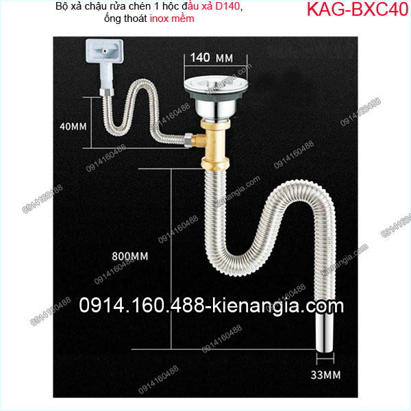 KAG-BXC40-Bo-xa-Chau-rua-chen-1-hoc-D140-Ong-inox-KAG-BXC40-thong-so-ky-thuat