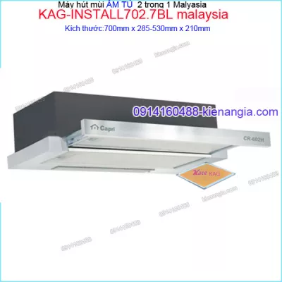 Máy hút mùi âm tủ bếp 70cm CAPRI Malaysia màu đen KAG-INSTALL702.7 BL Malaysia