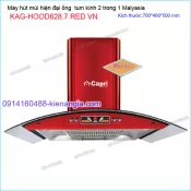 Máy hút mùi kính cong 70cm màu đỏ CAPRI KAG-HOOD628.7 RED VN
