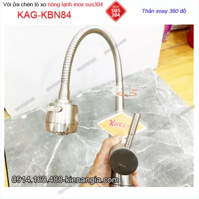 Vòi rửa chén nóng lạnh LÒ XO inox sus304 KAG-KBN84