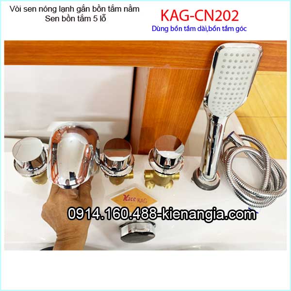 Vòi sen tắm nóng lạnh gắn bồn tắm nằm tay núm KAG-CN202