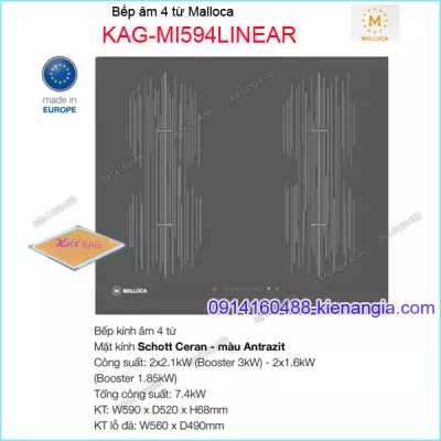 Bếp âm kính điện từ ,bếp từ Malloca KAG-MI594LINEAR