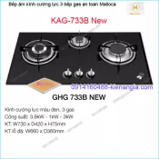Bếp 3 gas âm kính cường lực an toàn Malloca KAG-733BNew