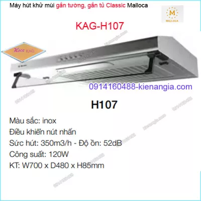 Máy hút khử mùi INOX 70cm gắn tường Malloca KAG-H107