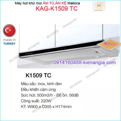 Máy hút khử mùi ÂM TỦ KỆ 900mm cảm ứng Malloca KAG-K1509TC