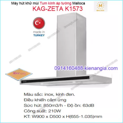 Máy hút khử mùi LUXURY  tum kính 900mm Malloca KAG-ZETAK1573