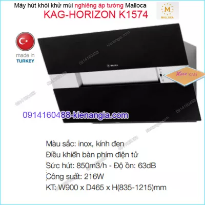 Máy hút khử mùi ĐEN nghiêng Malloca 900mm KAG-HORIZON-K1574