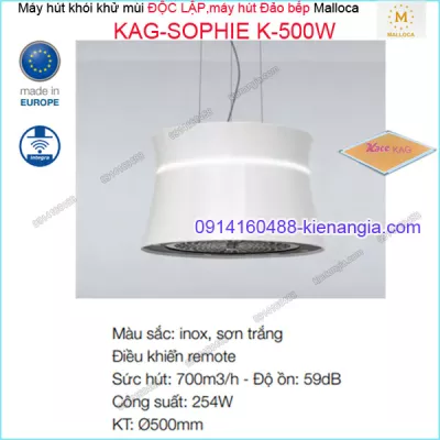 Máy hút khử mùi độc lâp Tròn ,máy hút đảo bếp Malloca KAG-SOPHIE-K500W