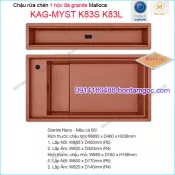 Chậu âm mặt đá bằng đá granite màu cá hồi 1 hộc Malloca KAG-MYST-K83S-K83L