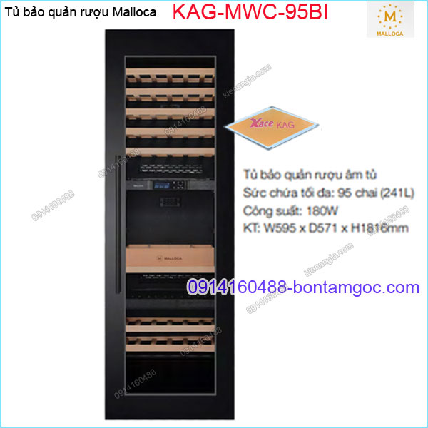 Tủ bảo quản rượu độc lập 95 chai 241 lít Malloca KAG-MWC95BI