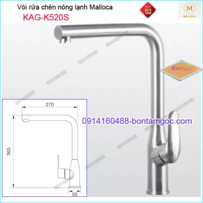 Vòi rửa chén nóng lạnh INOX SUS304 Malloca KAG-K520S
